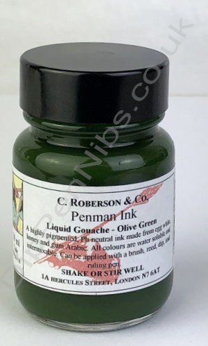 Roberson's Penman Liquid Gouache Ink Olive Green 30ml