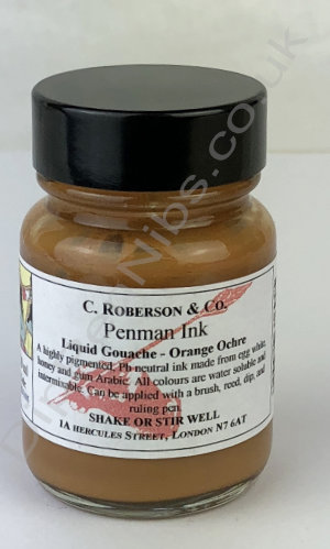 Roberson's Penman Liquid Gouache Ink Orange Ochre 30ml