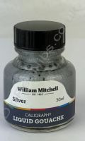 William Mitchell Calligraphers Liquid Gouache Ink - Silver 30ml